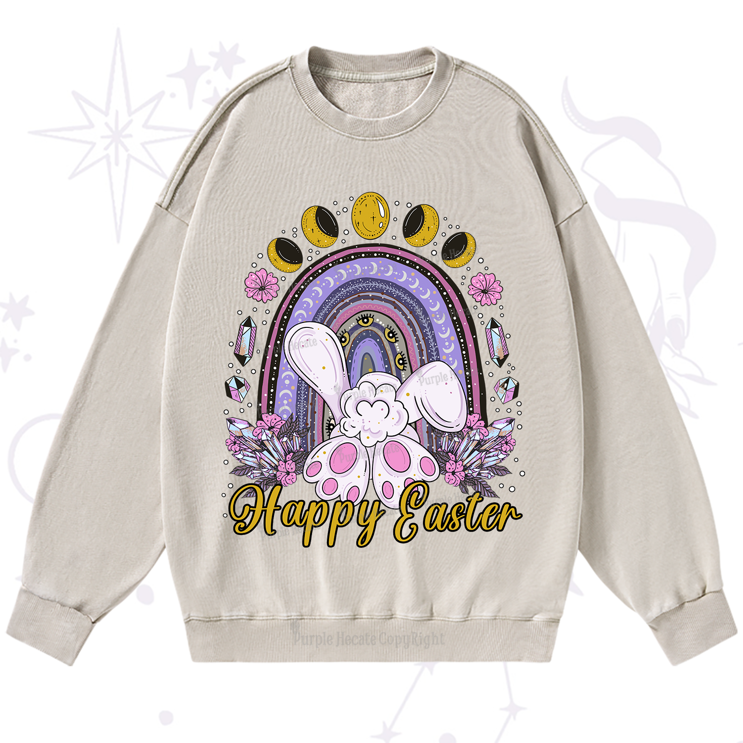 Purplehecate Happy Easter Washed Sweatshirt
