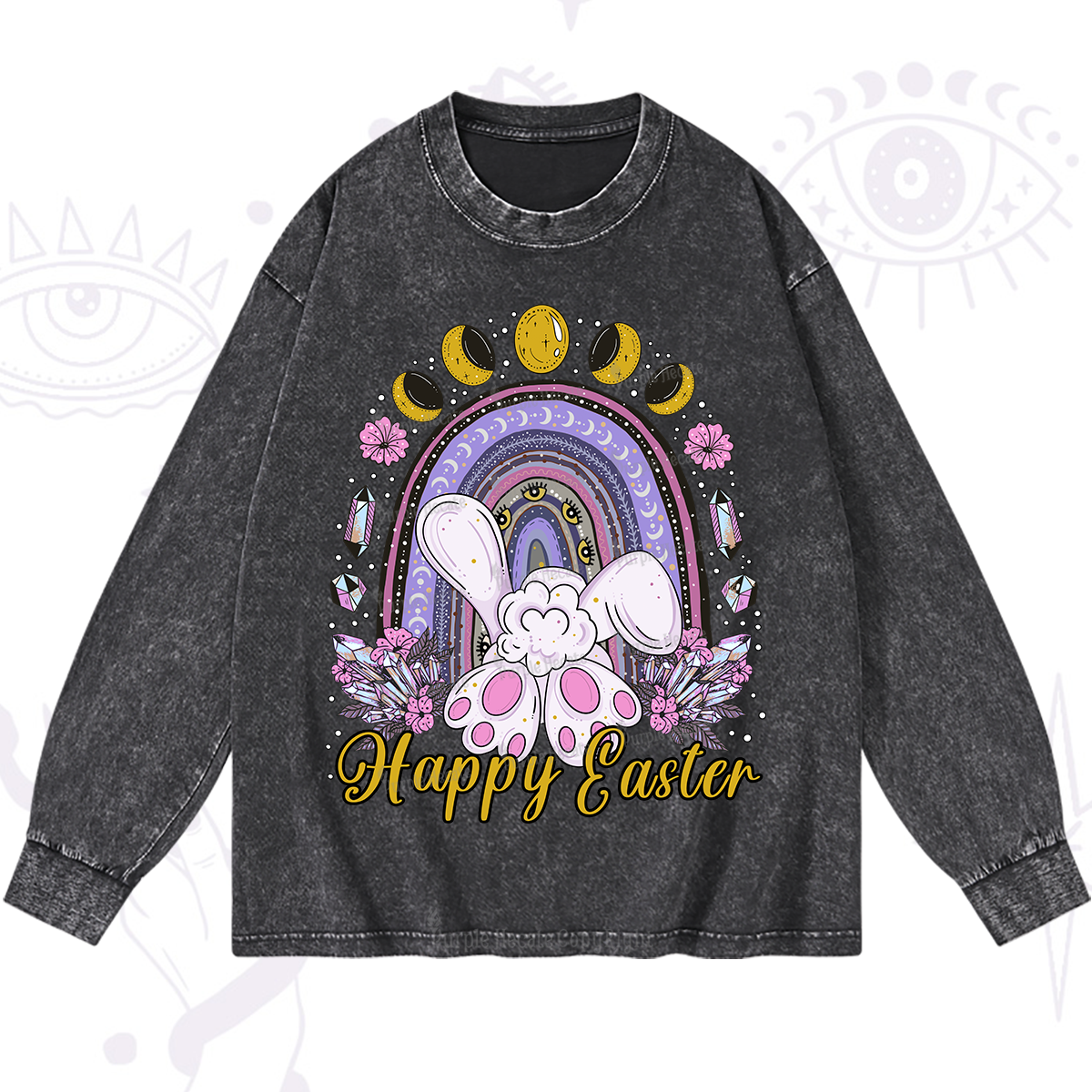 Purplehecate Happy Easter Washed Long Sleeve Shirt