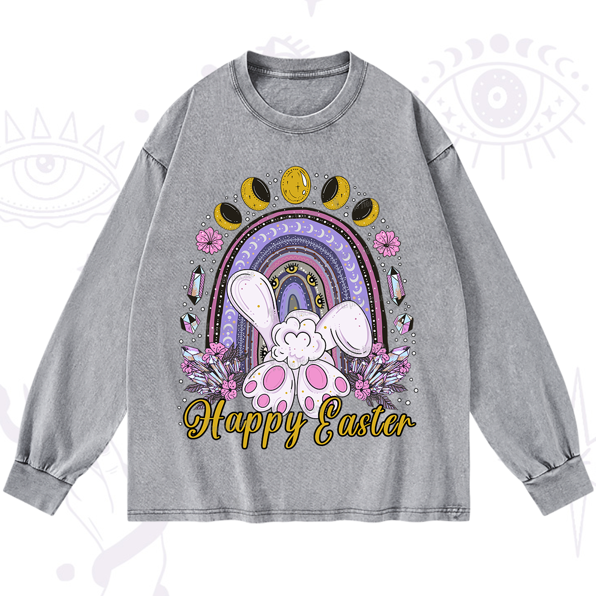 Purplehecate Happy Easter Washed Long Sleeve Shirt