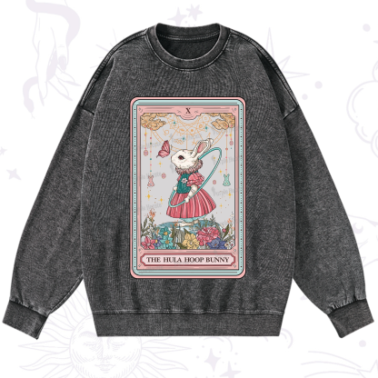 Purplehecate The Hula Hoop Bunny Tarot Washed Sweatshirt