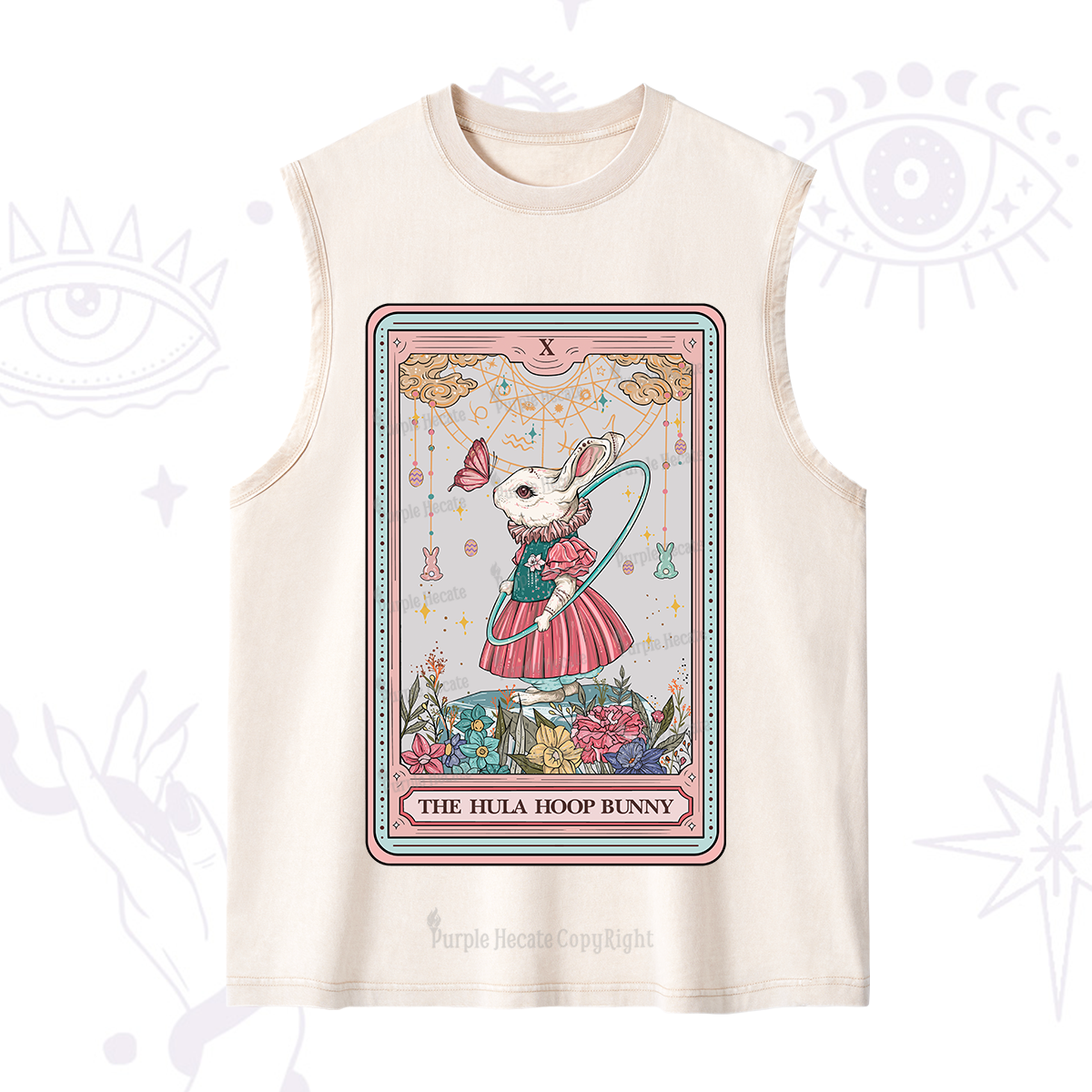 Purplehecate The Hula Hoop Bunny Tarot Washed Tank