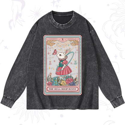 Purplehecate The Hula Hoop Bunny Tarot Washed Long Sleeve Shirt