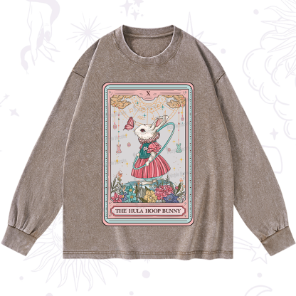Purplehecate The Hula Hoop Bunny Tarot Washed Long Sleeve Shirt