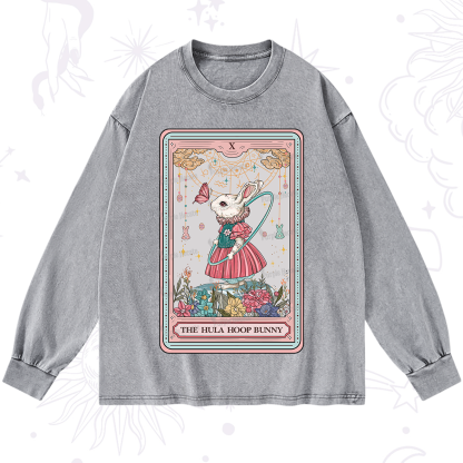Purplehecate The Hula Hoop Bunny Tarot Washed Long Sleeve Shirt