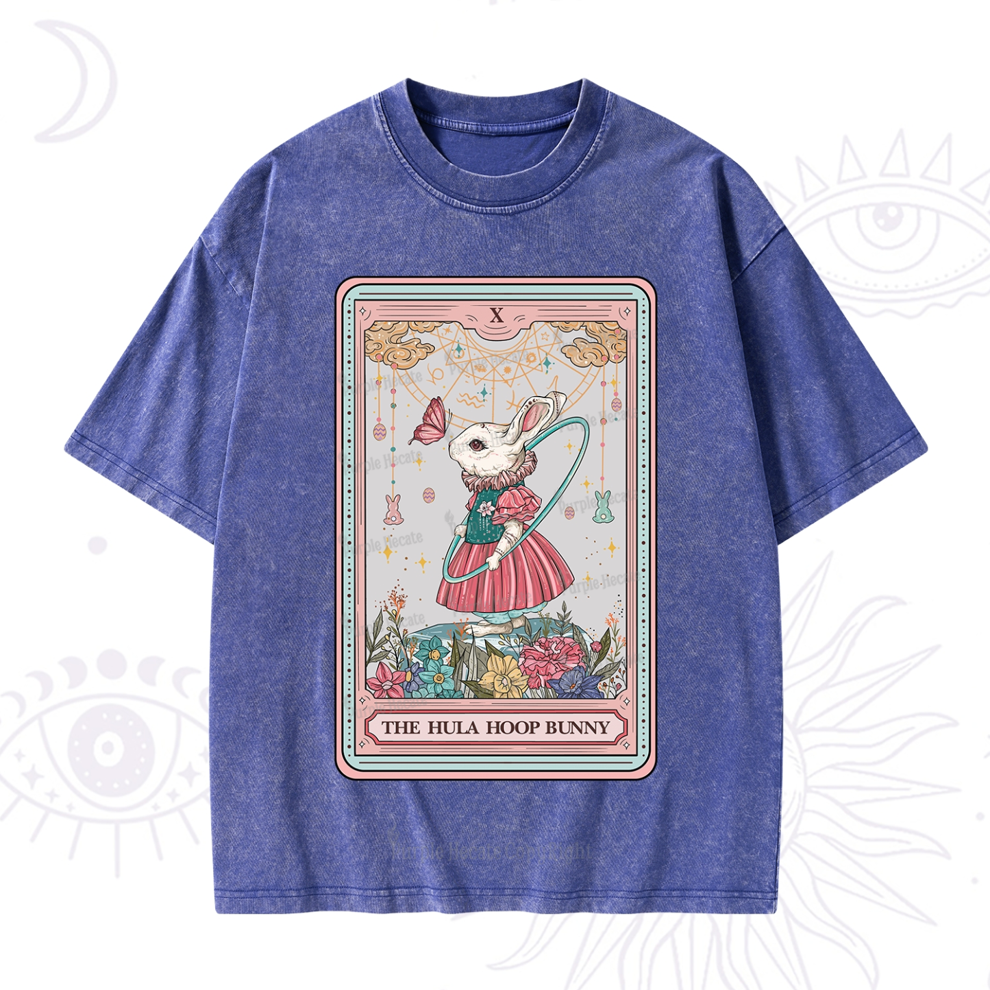 Purplehecate The Hula Hoop Bunny Tarot Washed T-Shirt