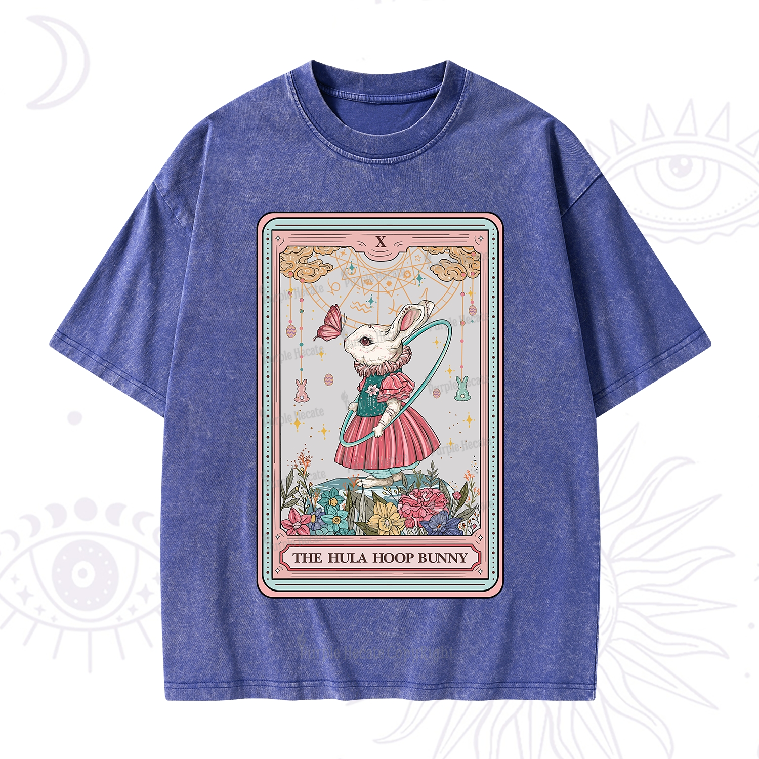 Purplehecate The Hula Hoop Bunny Tarot Washed T-Shirt