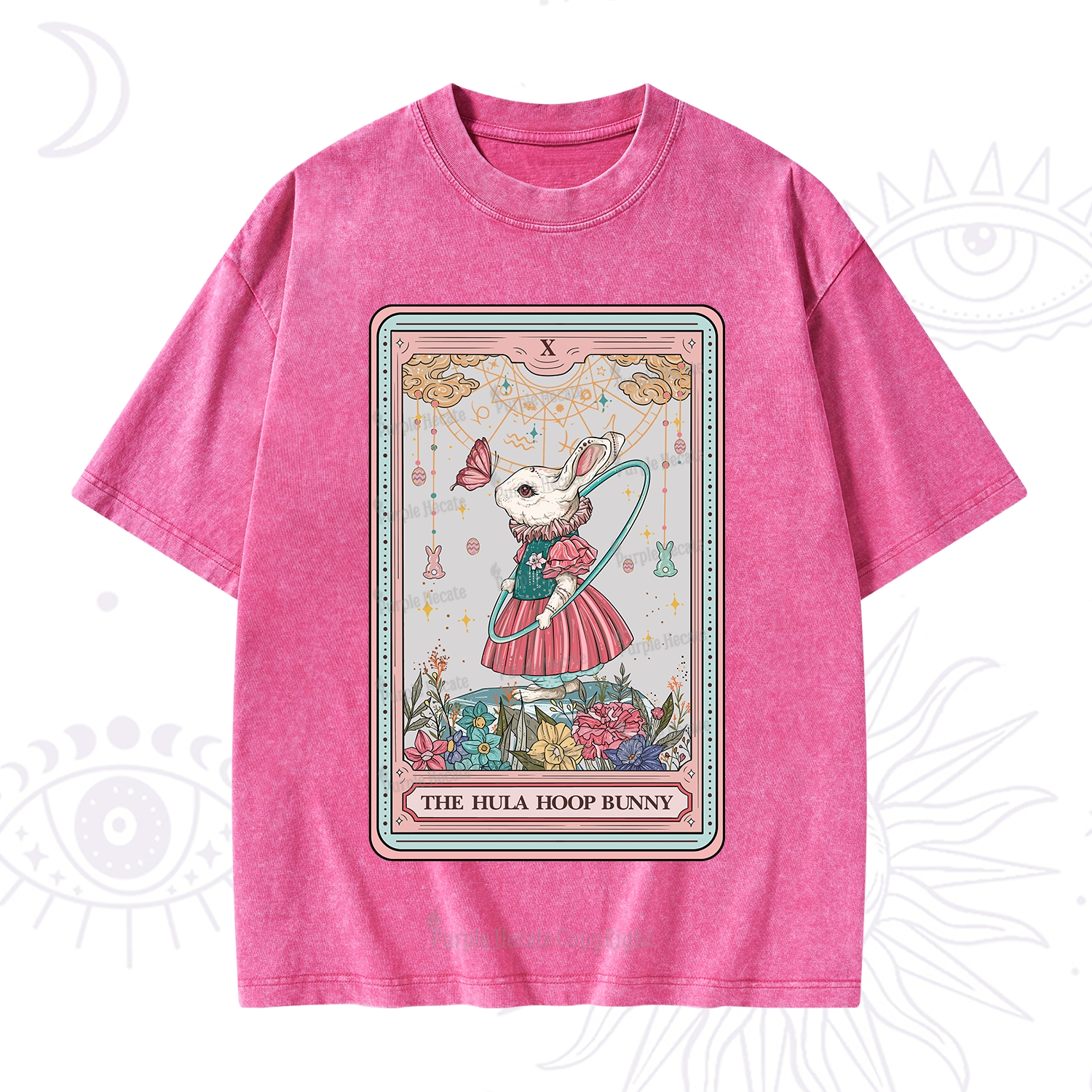 Purplehecate The Hula Hoop Bunny Tarot Washed T-Shirt