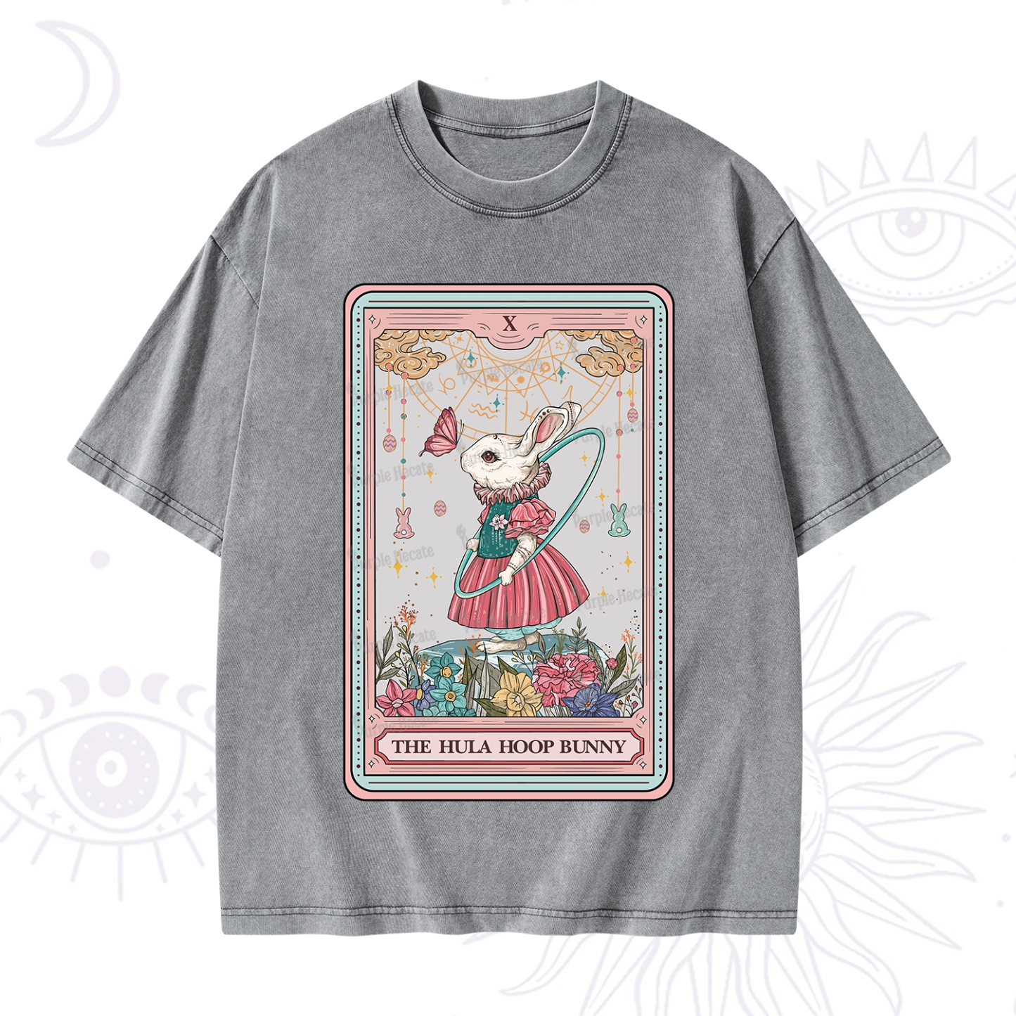 Magic Purplehecate The Hula Hoop Bunny Tarot Washed T-Shirt