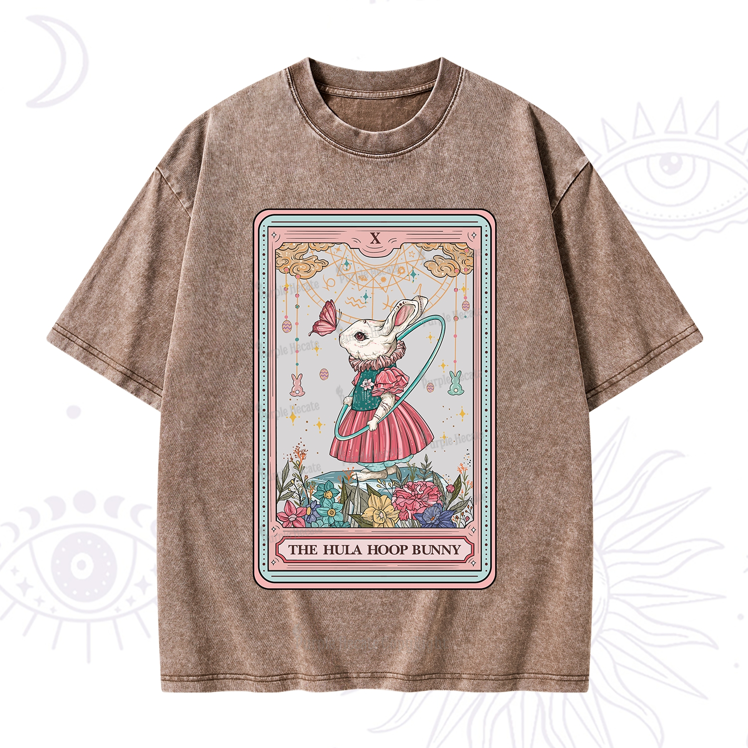Purplehecate The Hula Hoop Bunny Tarot Washed T-Shirt