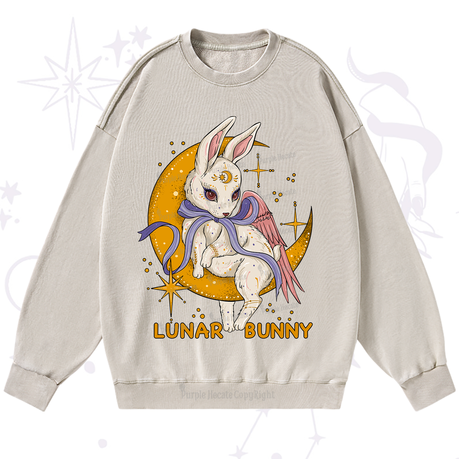 Purplehecate Lunar Bunny Easter Washed Sweatshirt