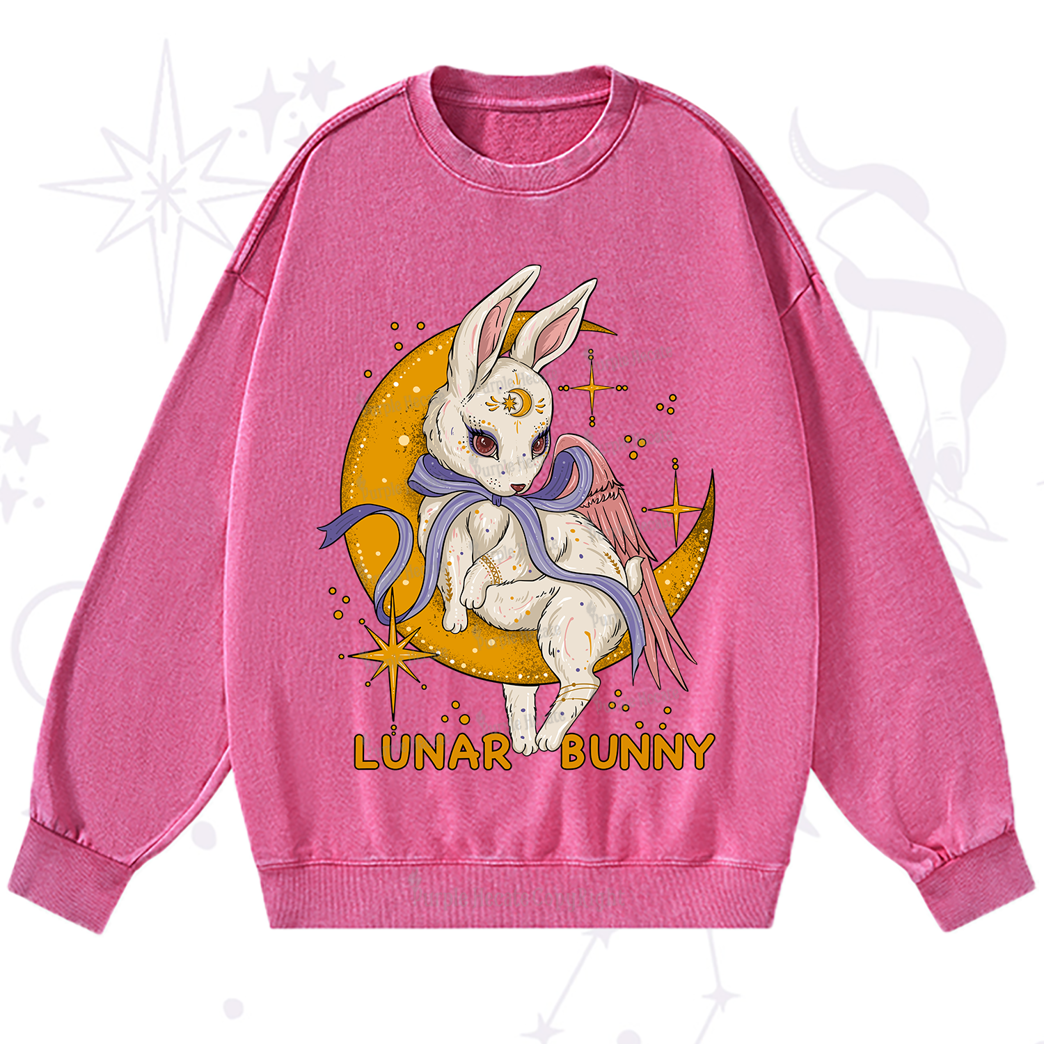 Purplehecate Lunar Bunny Easter Washed Sweatshirt