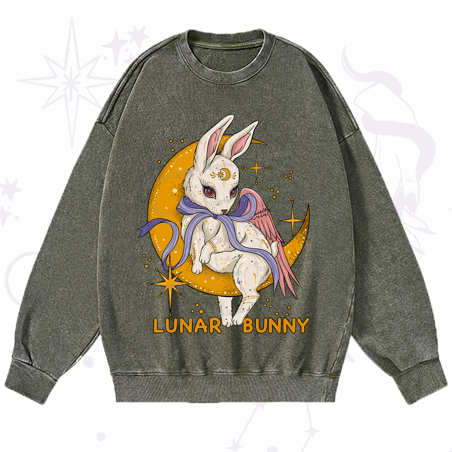 Purplehecate Lunar Bunny Easter Washed Sweatshirt