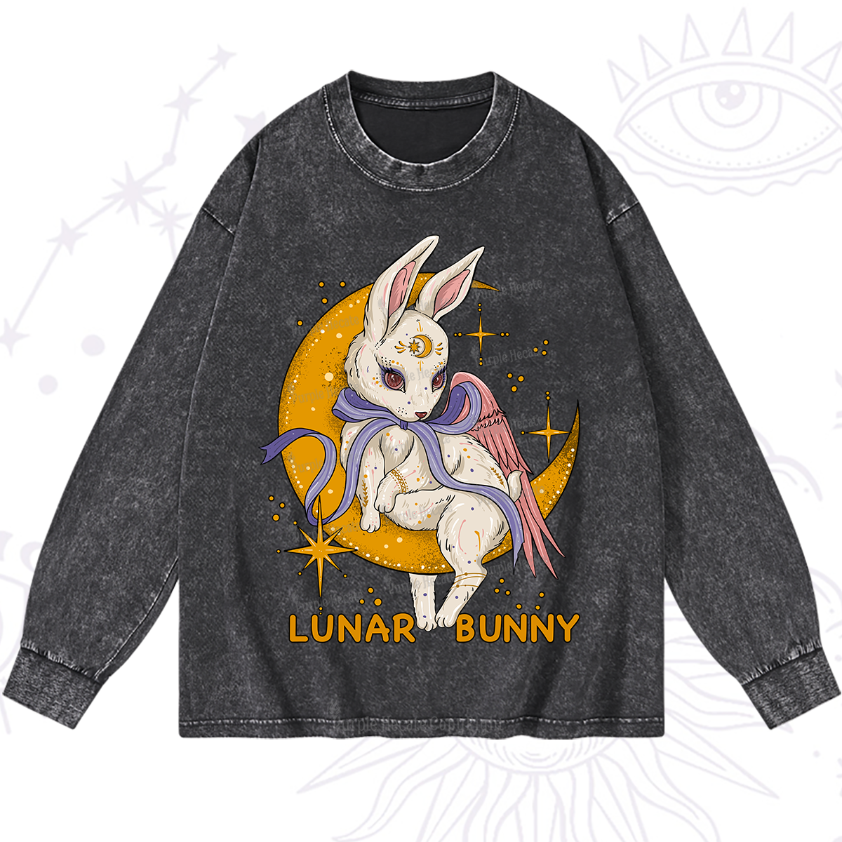 Purplehecate Lunar Bunny Easter Washed Long Sleeve Shirt