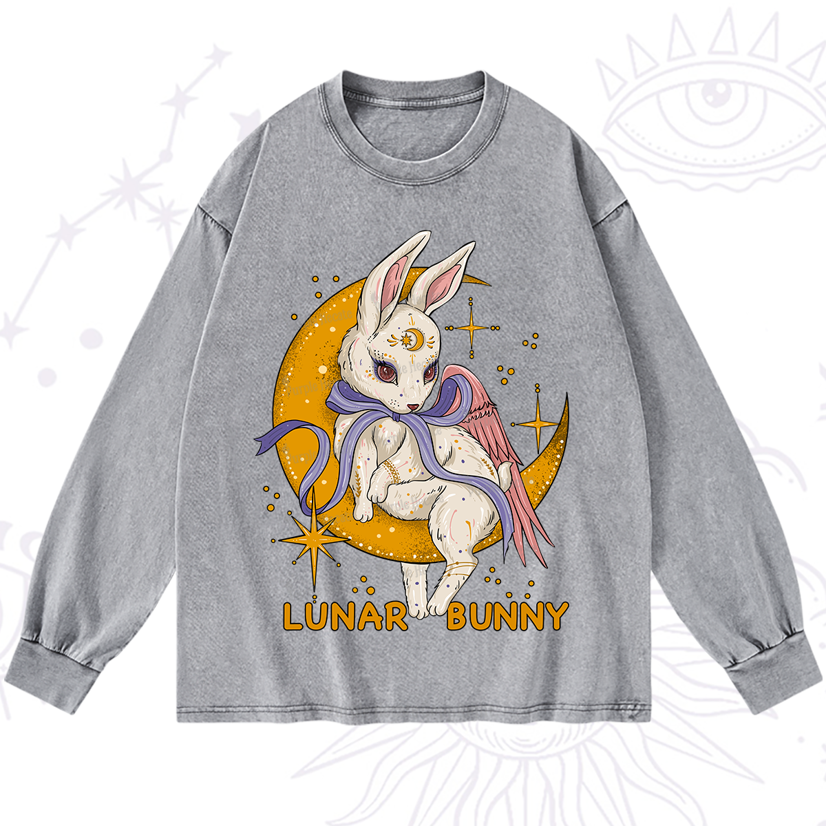 Purplehecate Lunar Bunny Easter Washed Long Sleeve Shirt