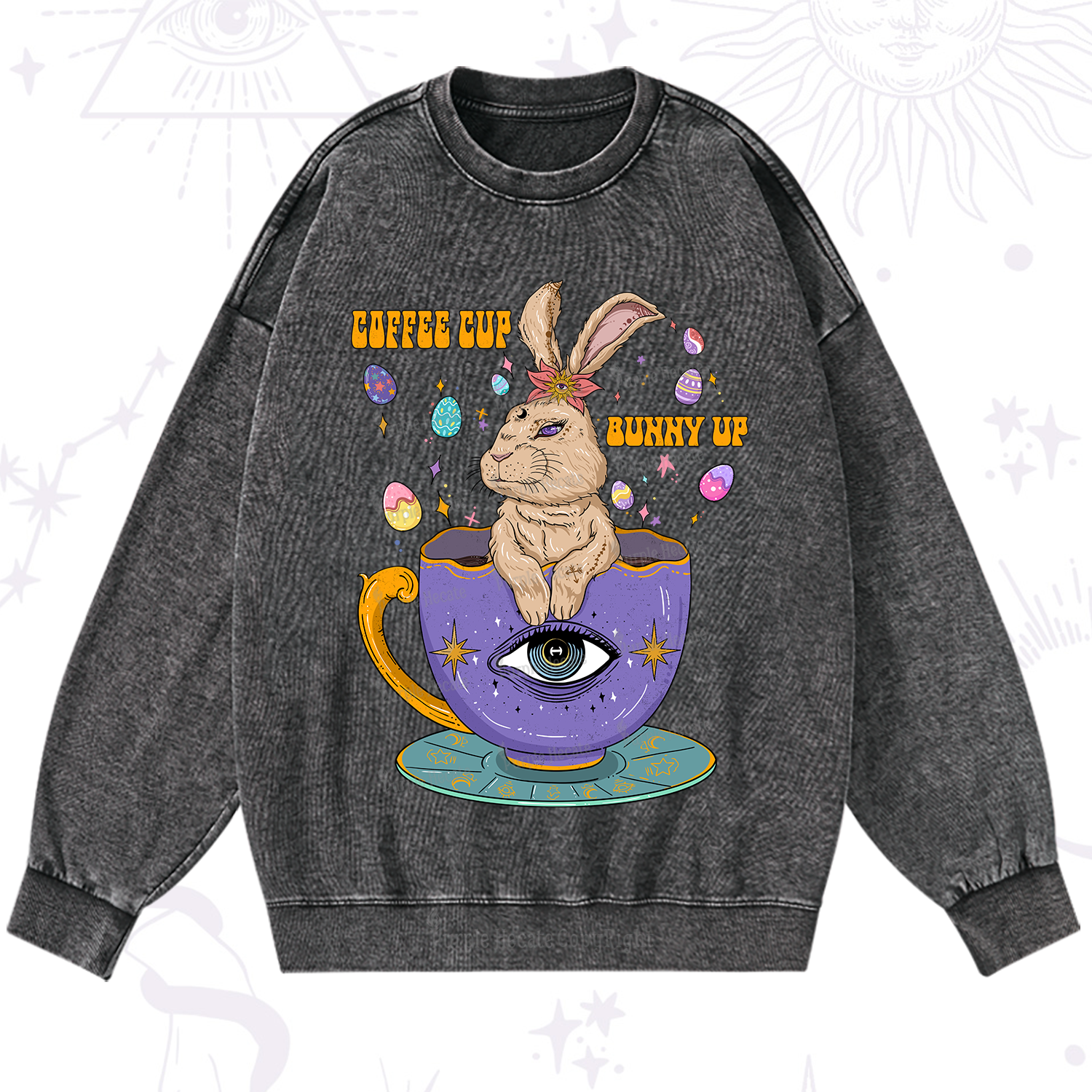 Purplehecate Coffee Cup Bunny Up Washed Sweatshirt
