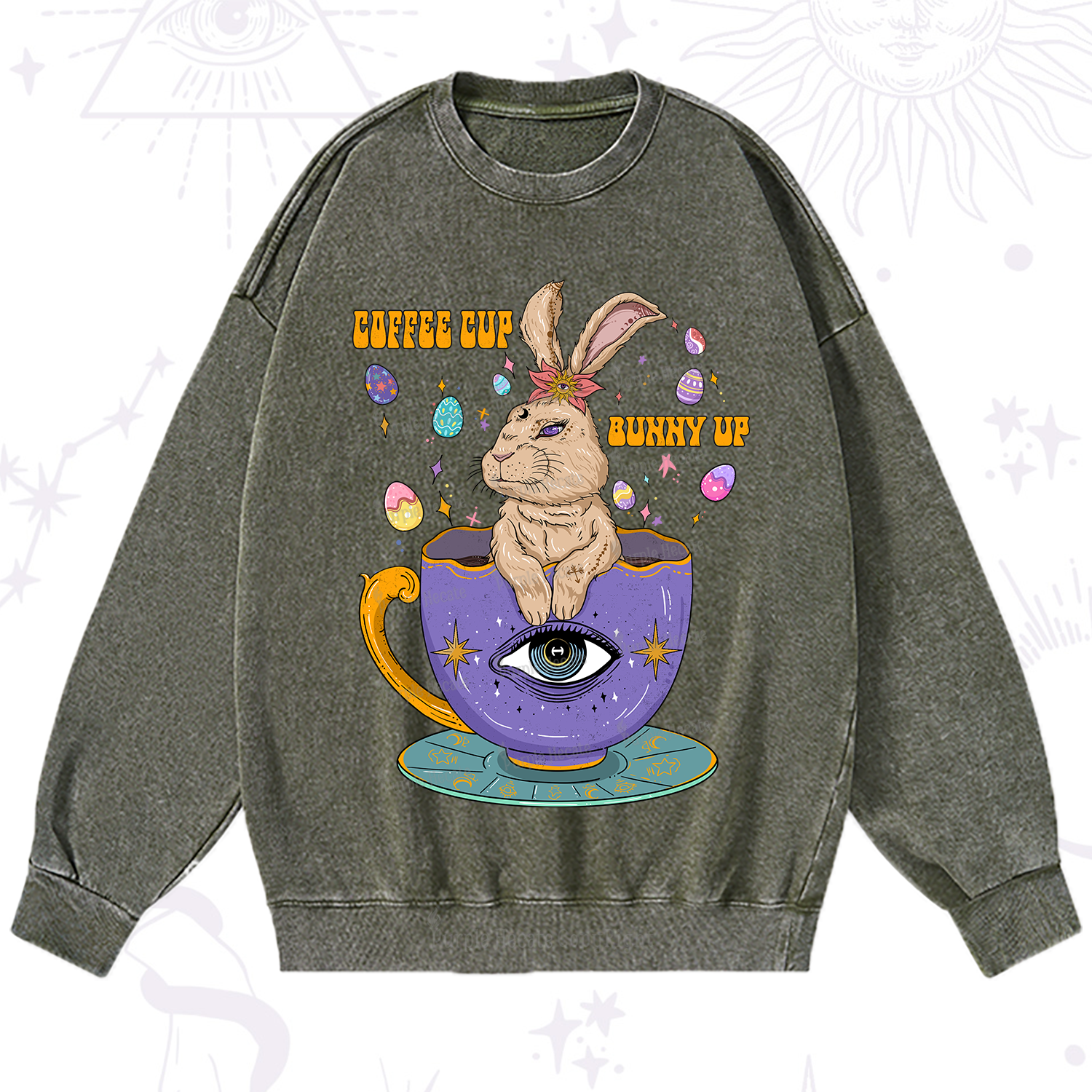 Purplehecate Coffee Cup Bunny Up Washed Sweatshirt
