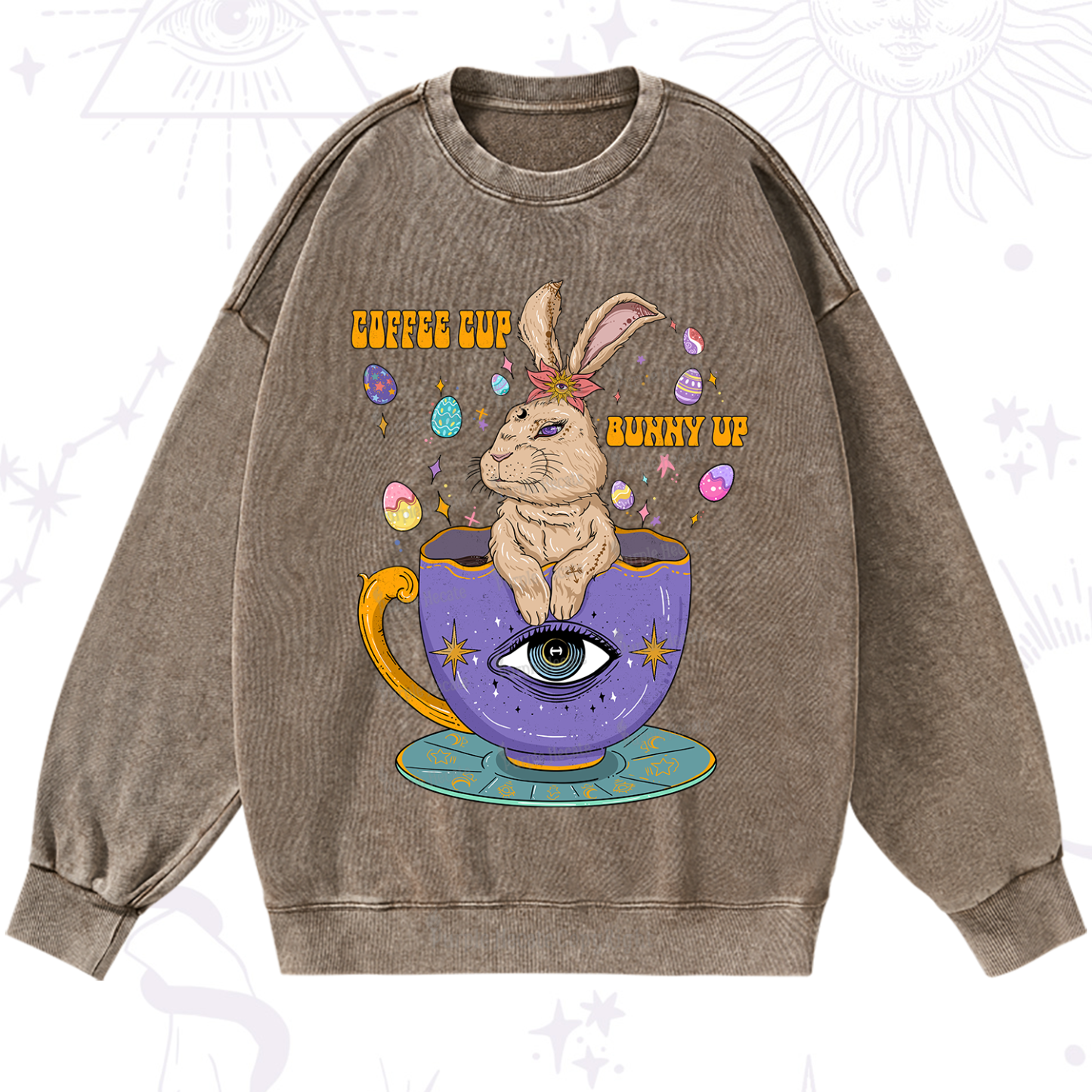 Purplehecate Coffee Cup Bunny Up Washed Sweatshirt