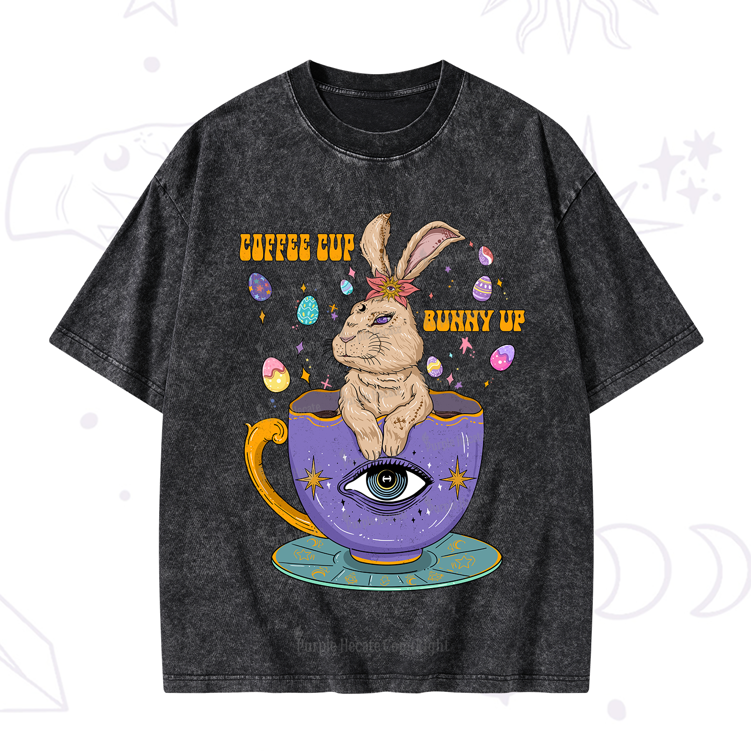 Purplehecate Coffee Cup Bunny Up Washed T-Shirt