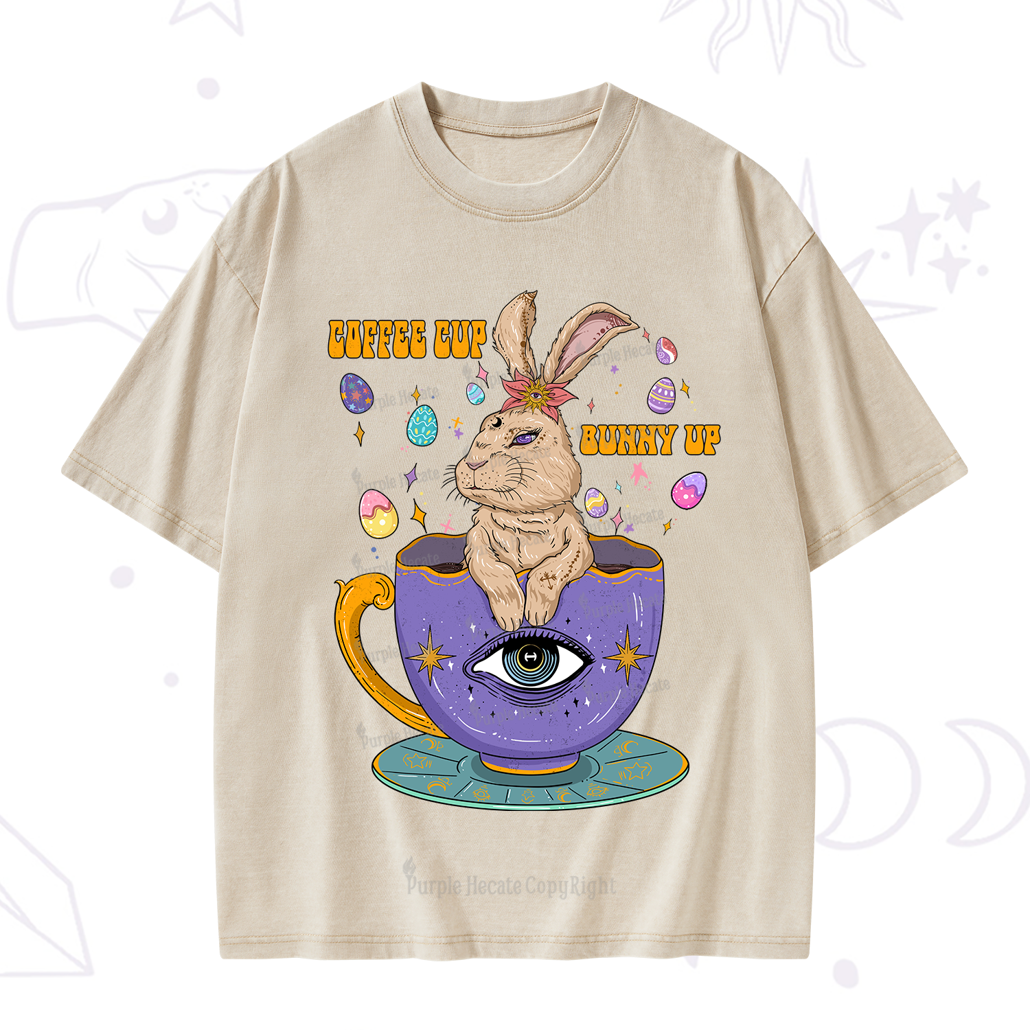 Purplehecate Coffee Cup Bunny Up Washed T-Shirt