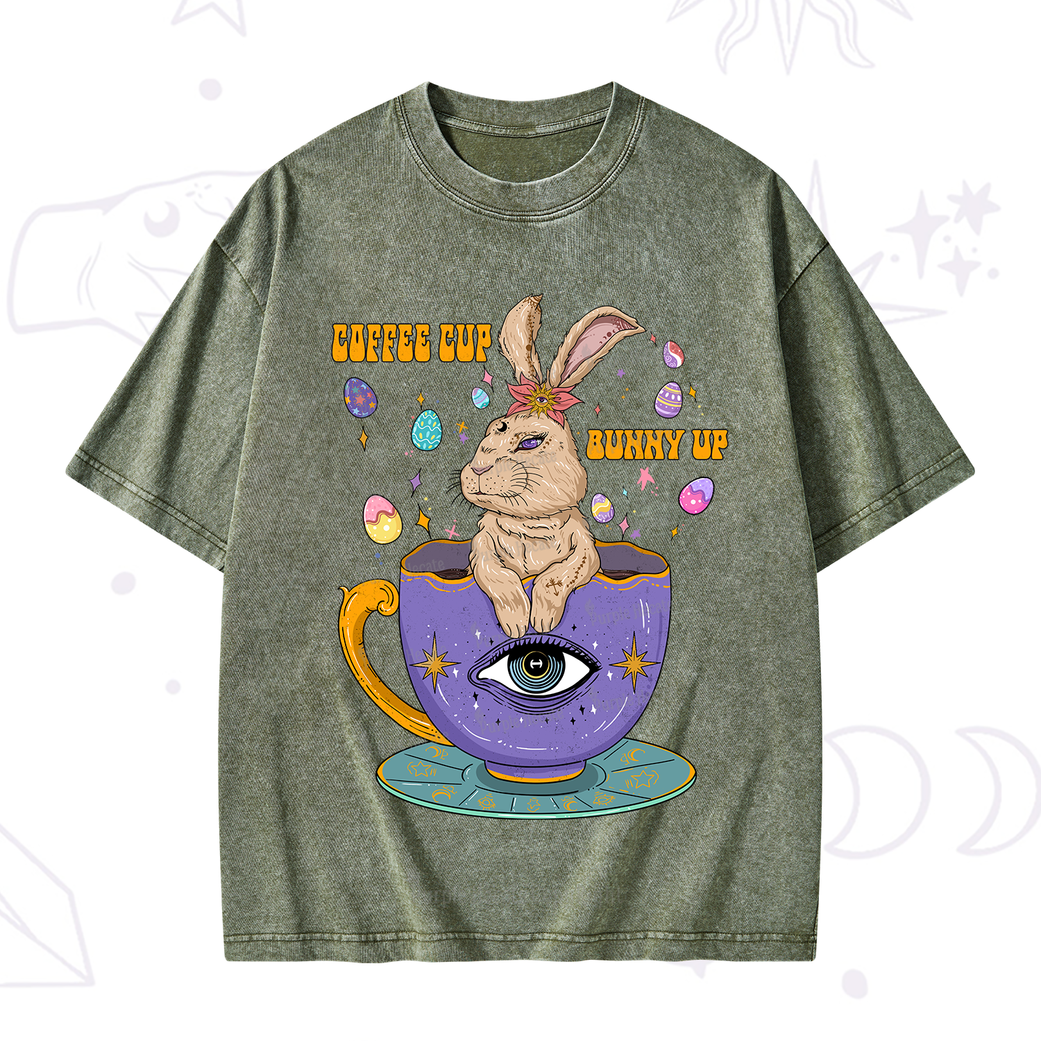 Purplehecate Coffee Cup Bunny Up Washed T-Shirt