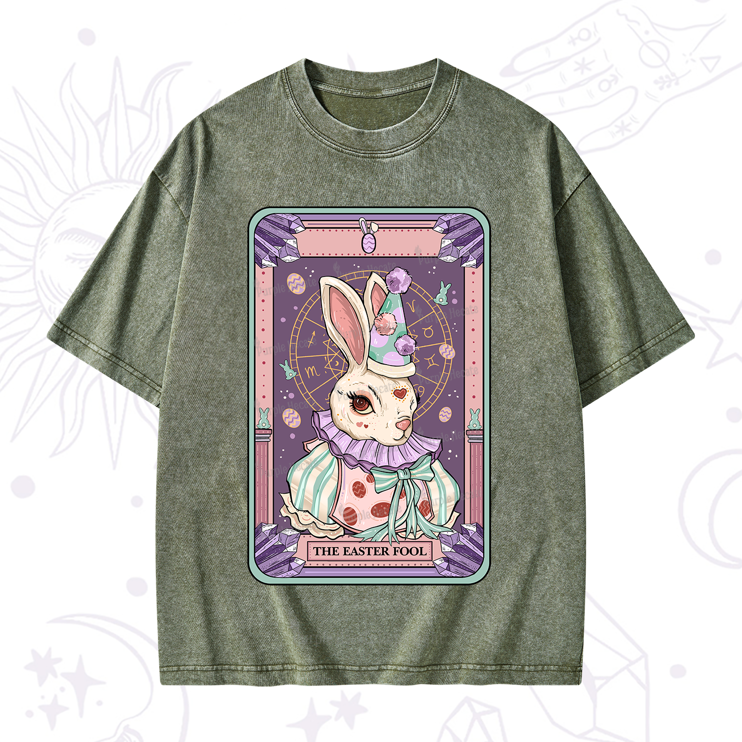 Purplehecate The Easter Fool Tarot Washed T-Shirt