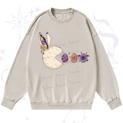 Purplehecate Egg Hunter Bunny Easter Washed Sweatshirt