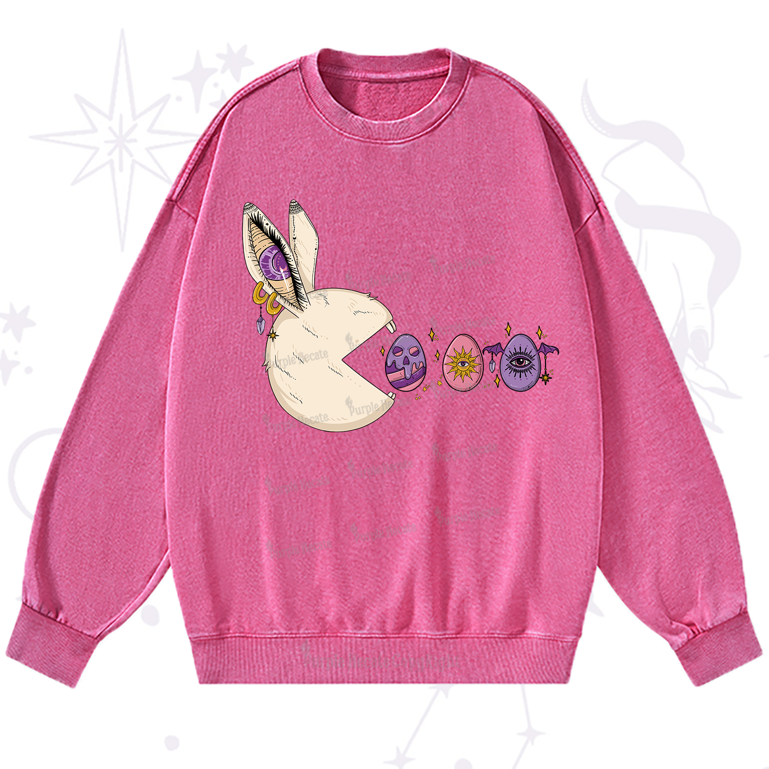 Purplehecate Egg Hunter Bunny Easter Washed Sweatshirt