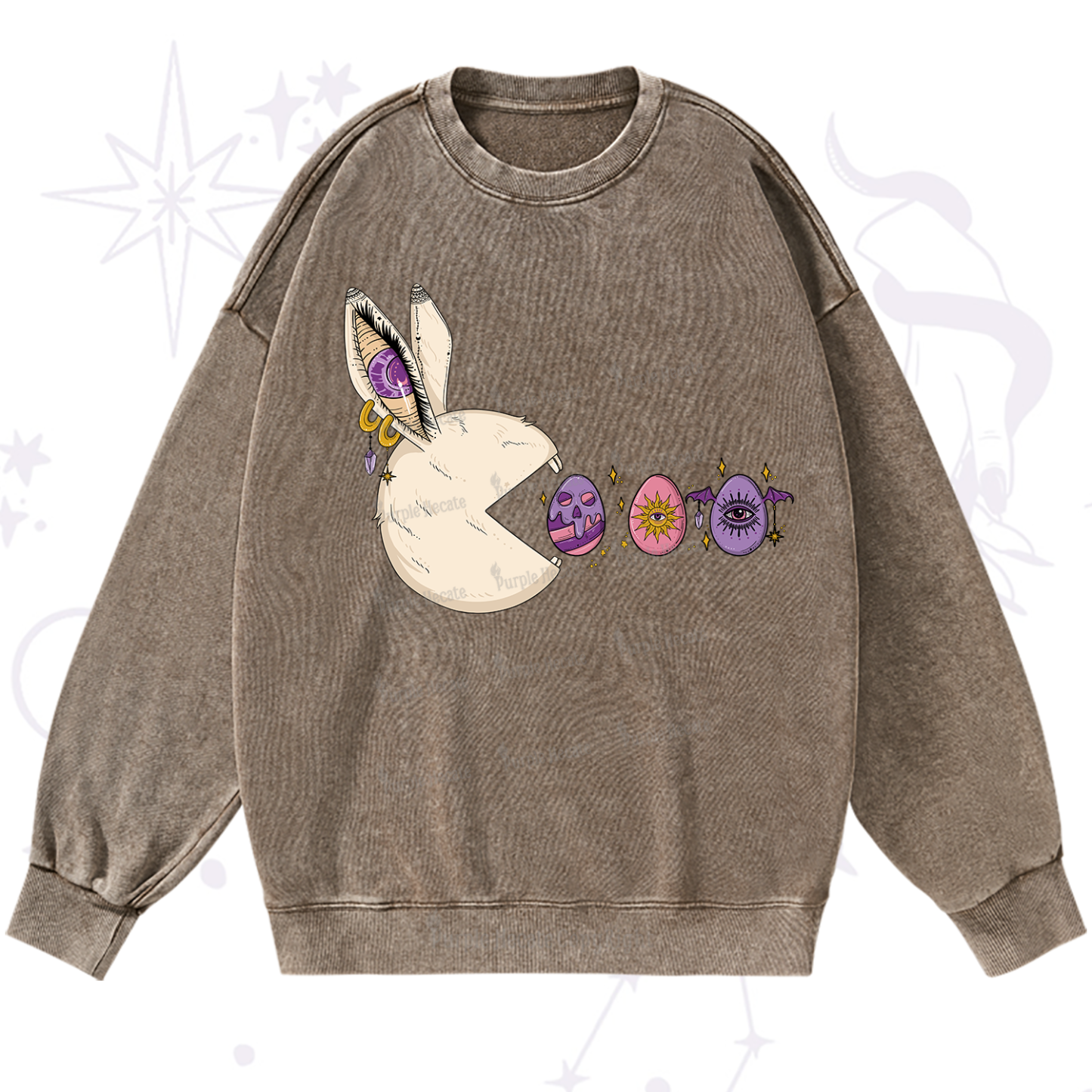 Purplehecate Egg Hunter Bunny Easter Washed Sweatshirt