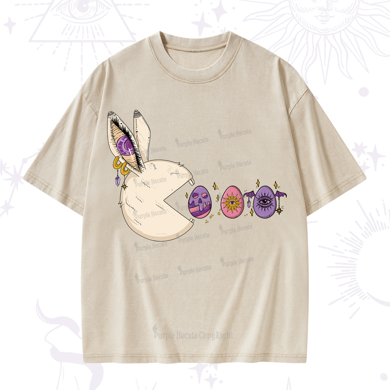 Purplehecate Egg Hunter Bunny Easter Washed T-Shirt
