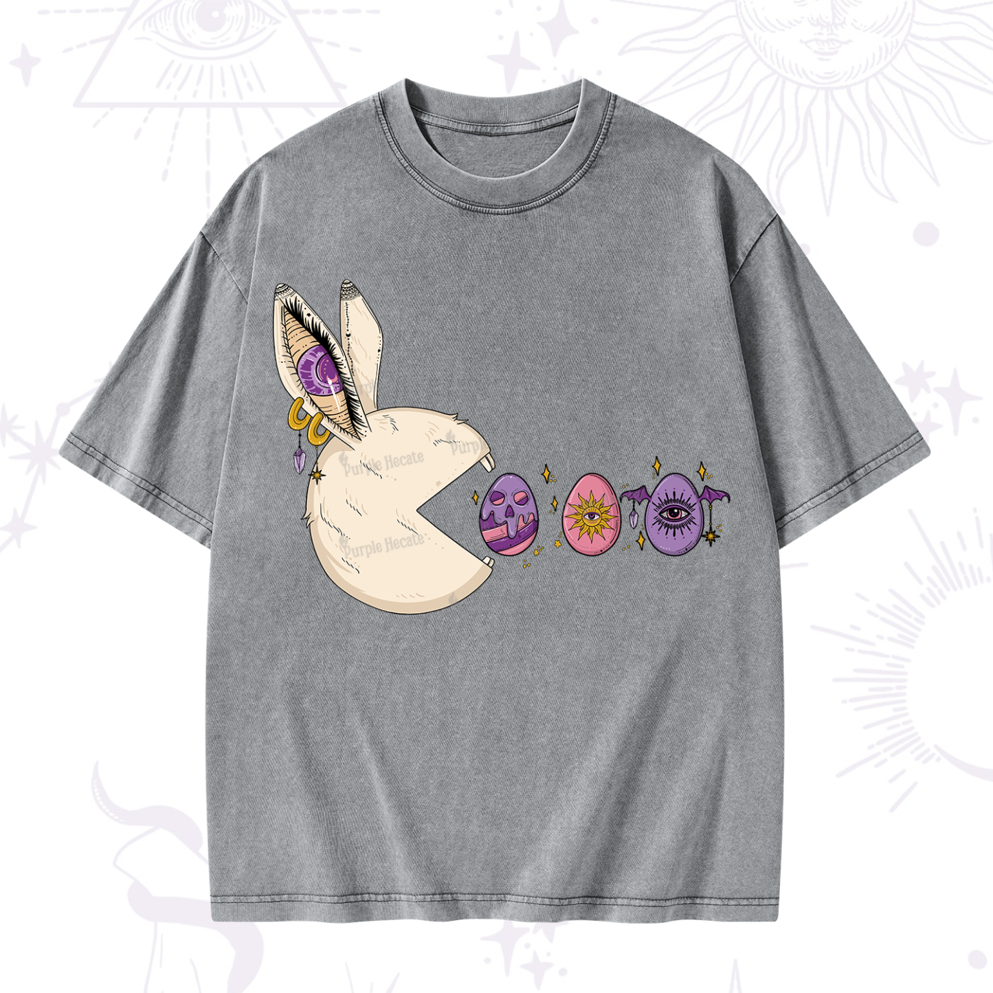 Purplehecate Egg Hunter Bunny Easter Washed T-Shirt