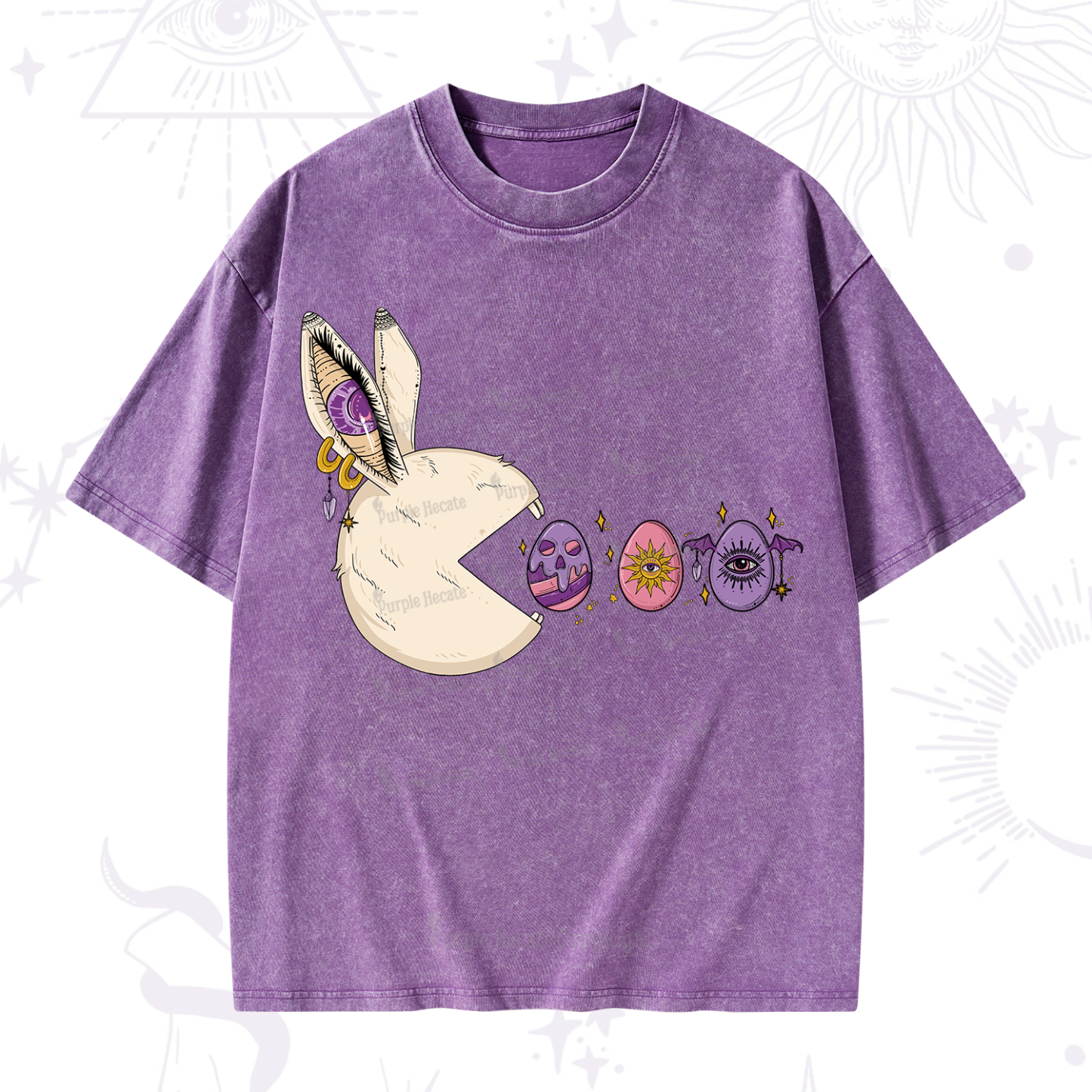 Purplehecate Egg Hunter Bunny Easter Washed T-Shirt