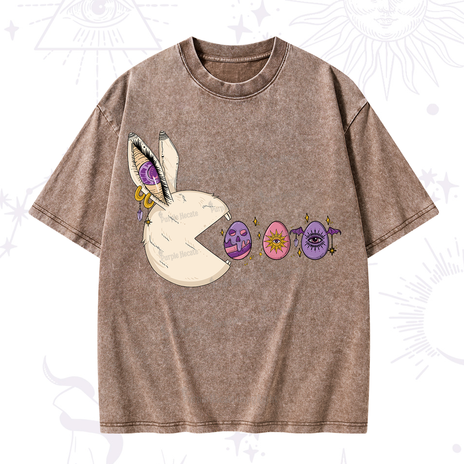 Purplehecate Egg Hunter Bunny Easter Washed T-Shirt
