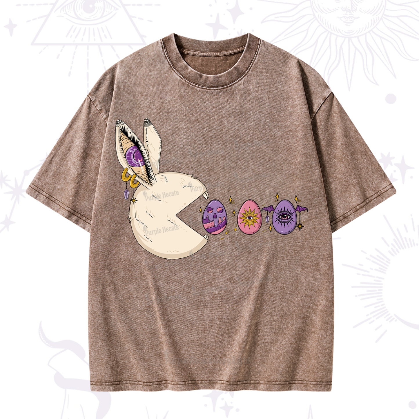 Purplehecate Egg Hunter Bunny Easter Washed T-Shirt