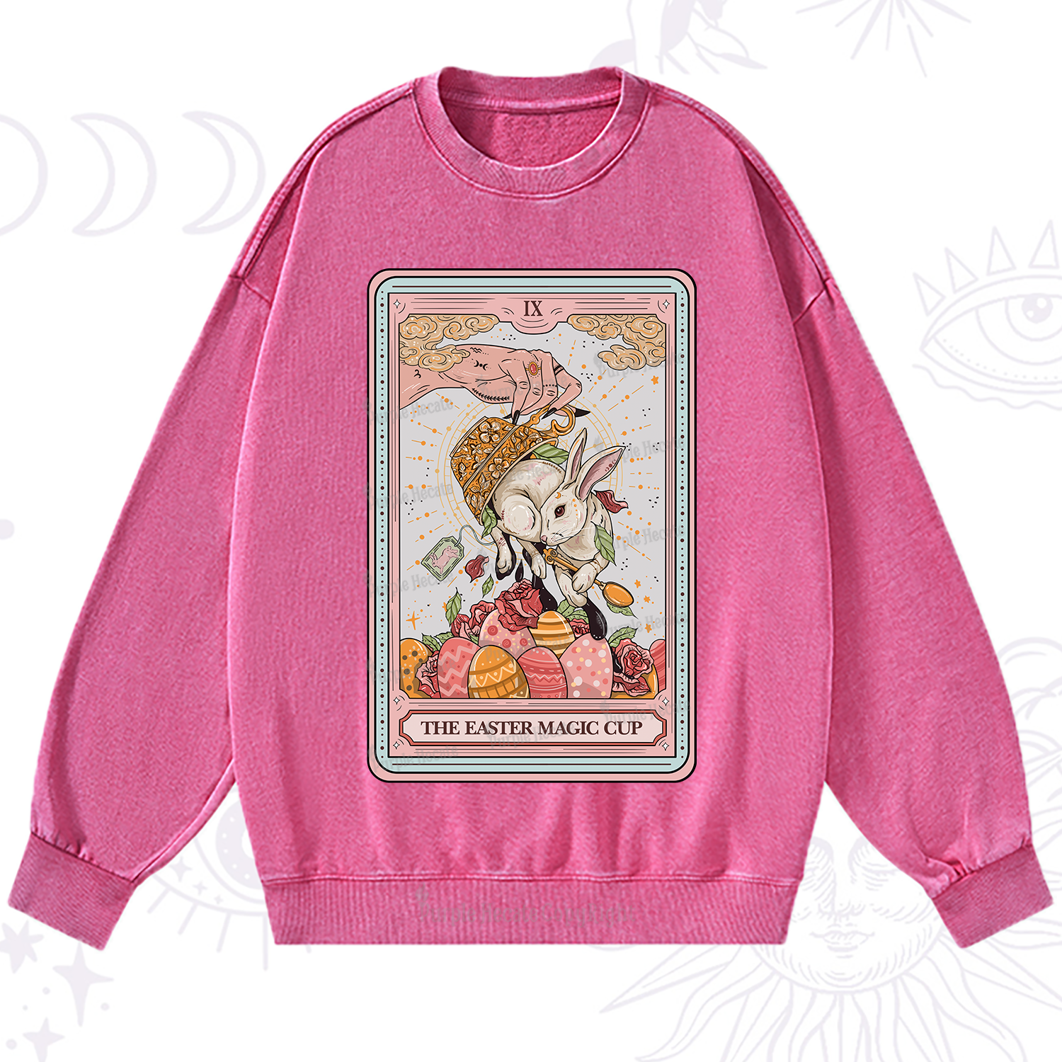 Purplehecate The Easter Magic Cup Tarot Washed Sweatshirt