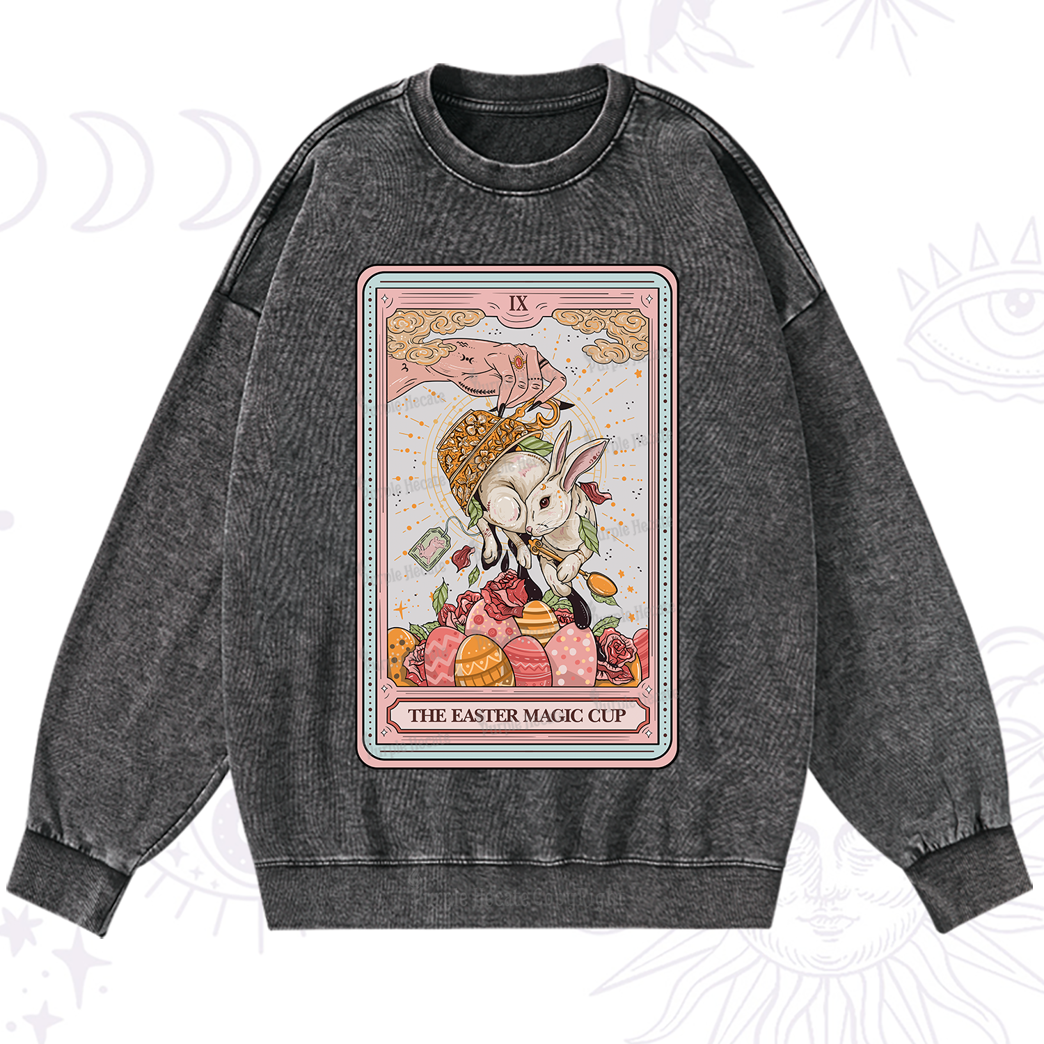 Purplehecate The Easter Magic Cup Tarot Washed Sweatshirt