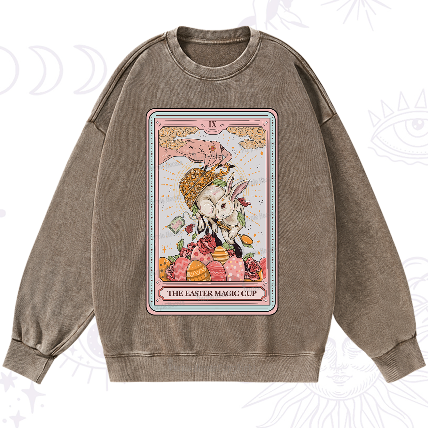 Purplehecate The Easter Magic Cup Tarot Washed Sweatshirt