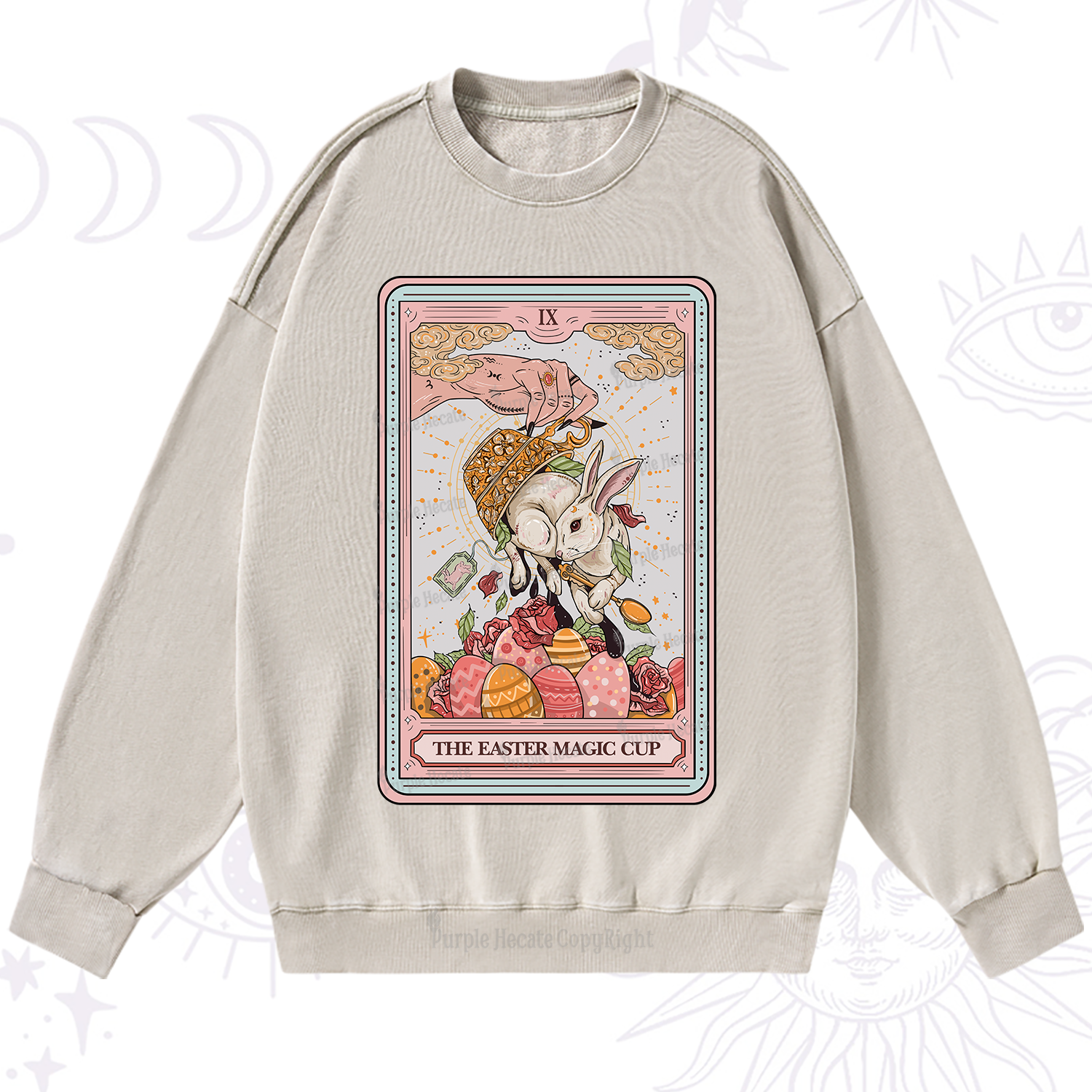 Purplehecate The Easter Magic Cup Tarot Washed Sweatshirt