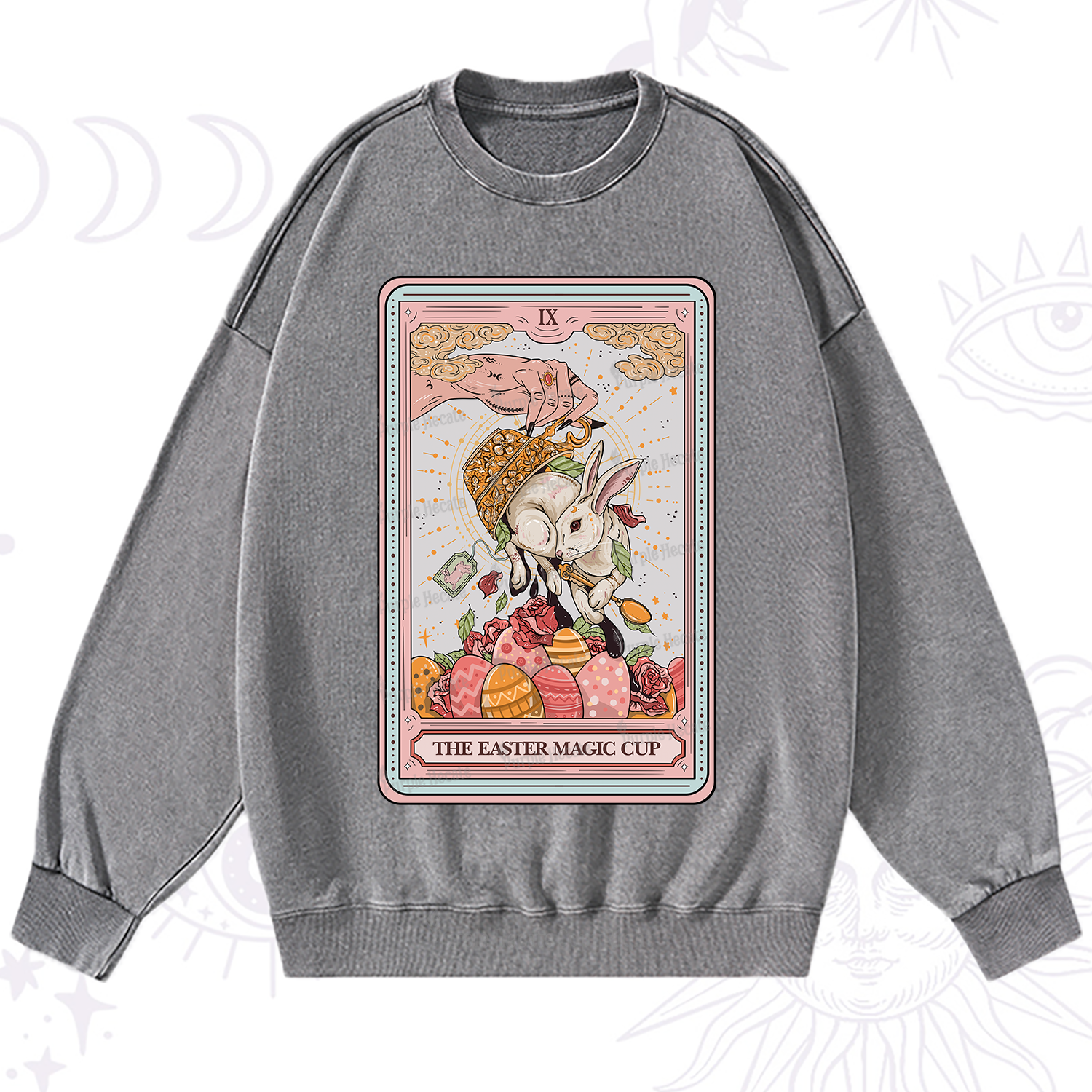 Purplehecate The Easter Magic Cup Tarot Washed Sweatshirt