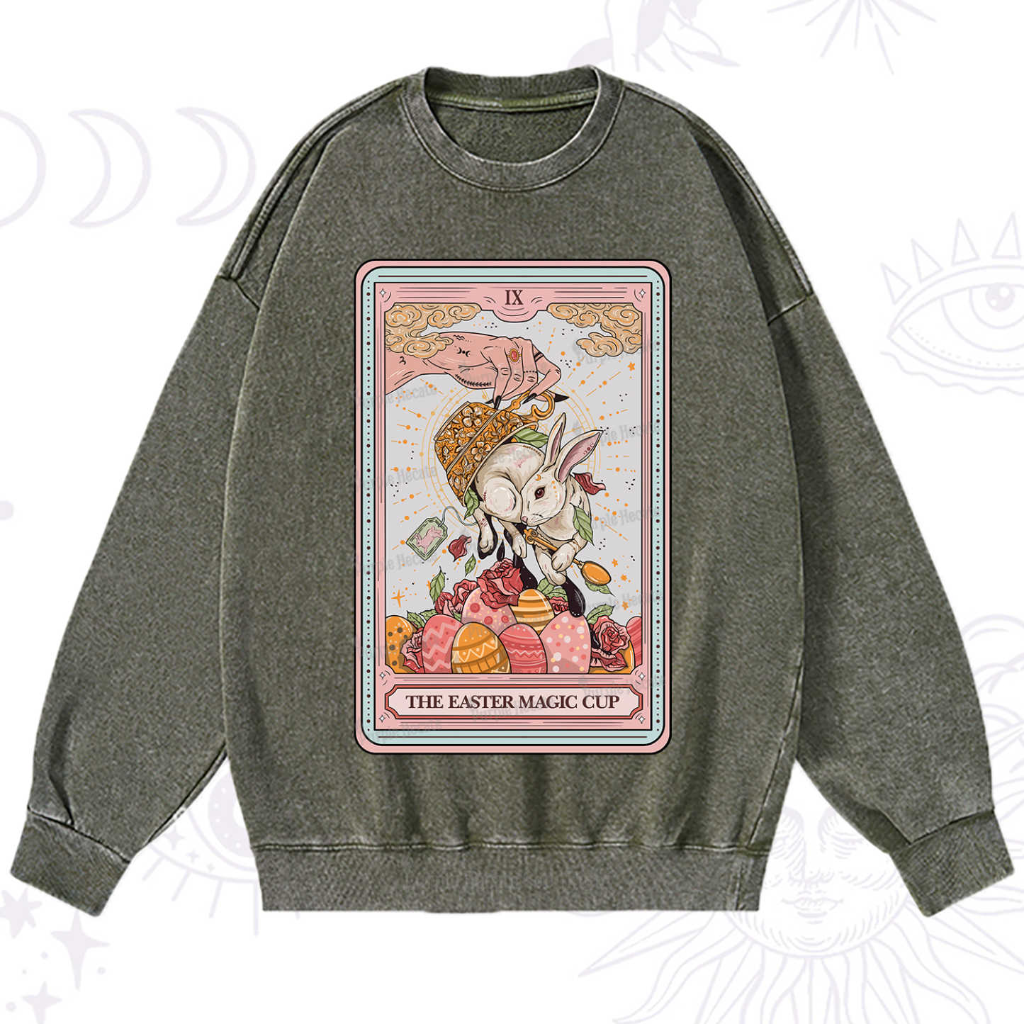 Purplehecate The Easter Magic Cup Tarot Washed Sweatshirt