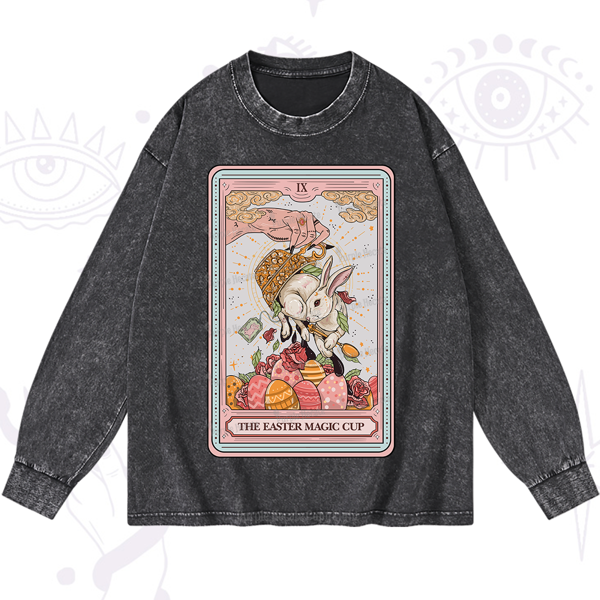 Purplehecate The Easter Magic Cup Tarot Washed Long Sleeve Shirt