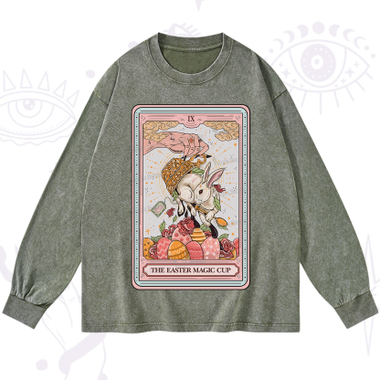 Purplehecate The Easter Magic Cup Tarot Washed Long Sleeve Shirt