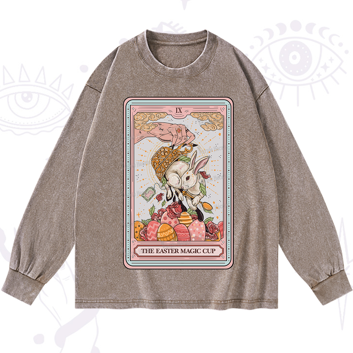 Purplehecate The Easter Magic Cup Tarot Washed Long Sleeve Shirt
