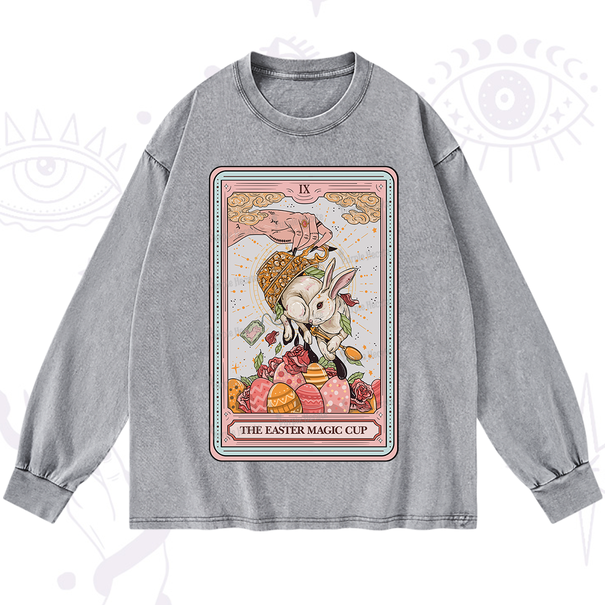 Purplehecate The Easter Magic Cup Tarot Washed Long Sleeve Shirt