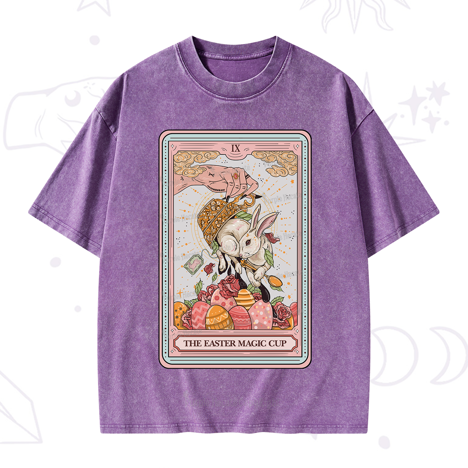 Purplehecate The Easter Magic Cup Tarot Washed T-Shirt