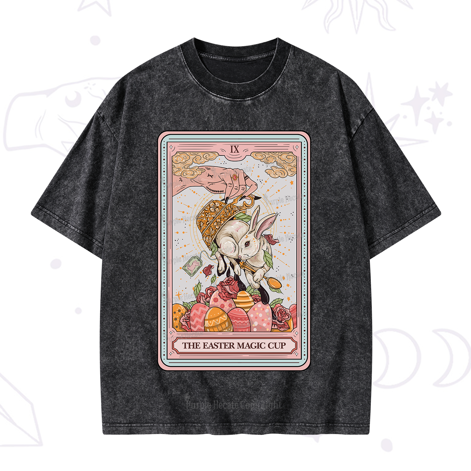 Purplehecate The Easter Magic Cup Tarot Washed T-Shirt