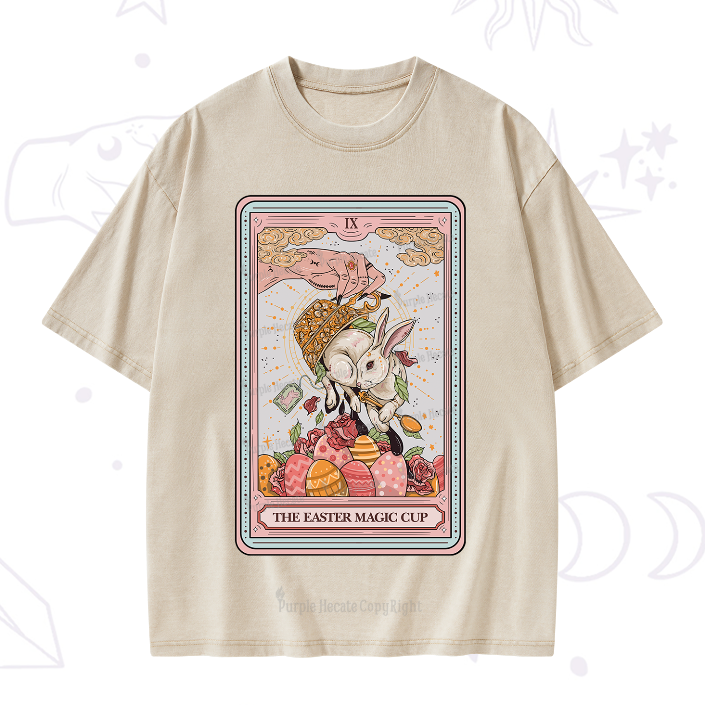 Purplehecate The Easter Magic Cup Tarot Washed T-Shirt