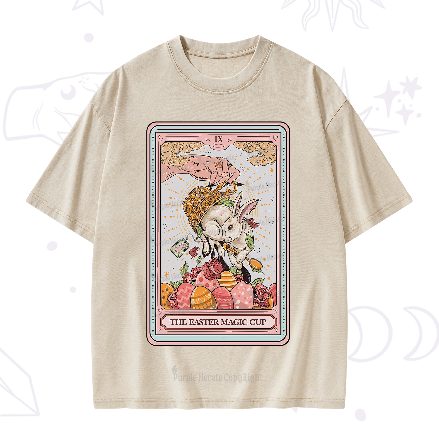 Purplehecate The Easter Magic Cup Tarot Washed T-Shirt