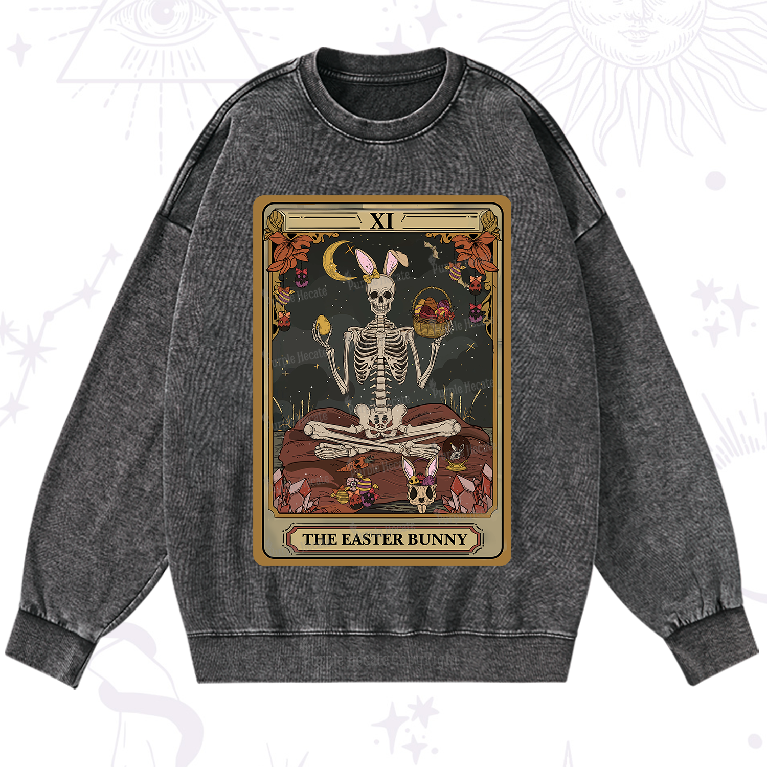 Purplehecate The Easter Bunny Tarot Washed Sweatshirt