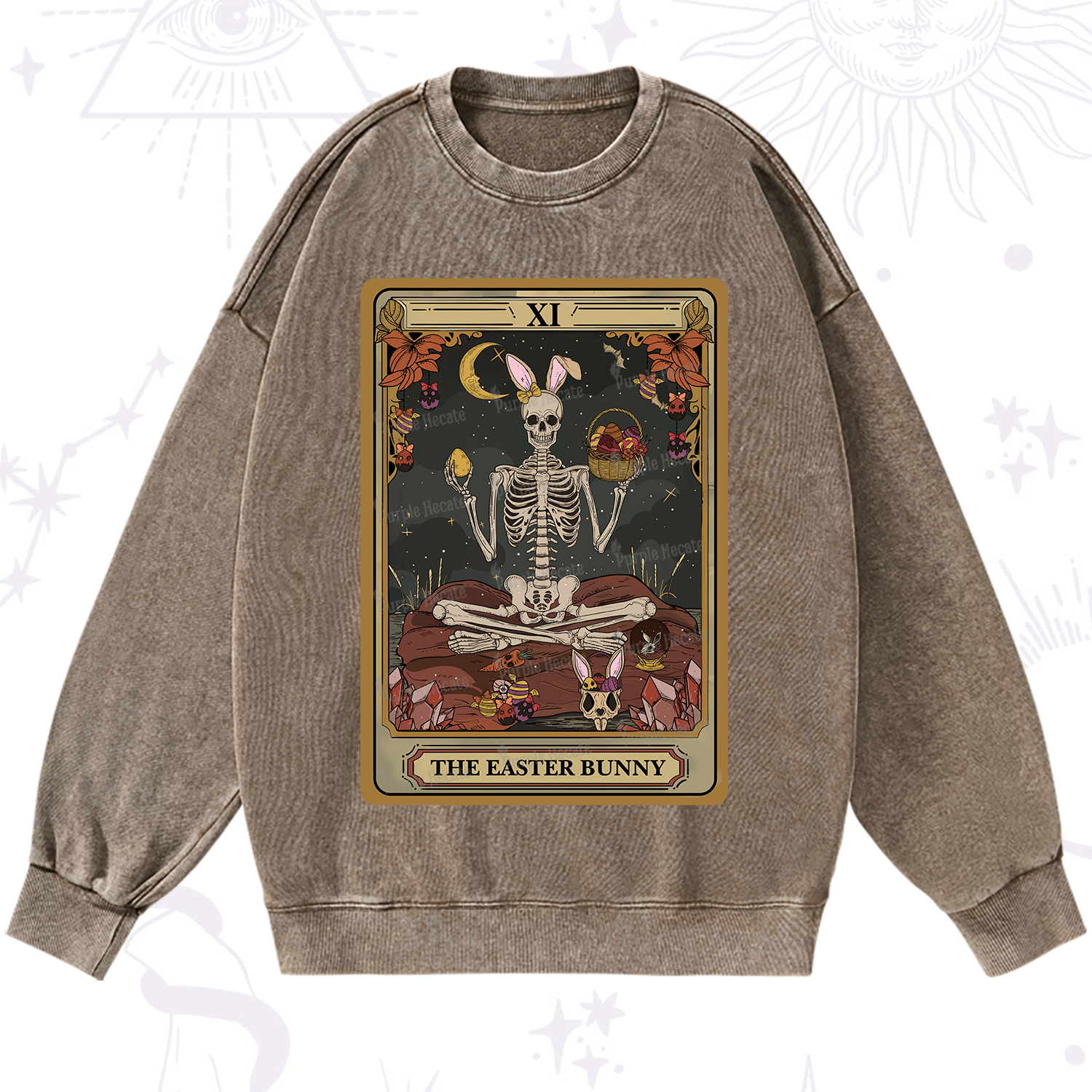 Purplehecate The Easter Bunny Tarot Washed Sweatshirt