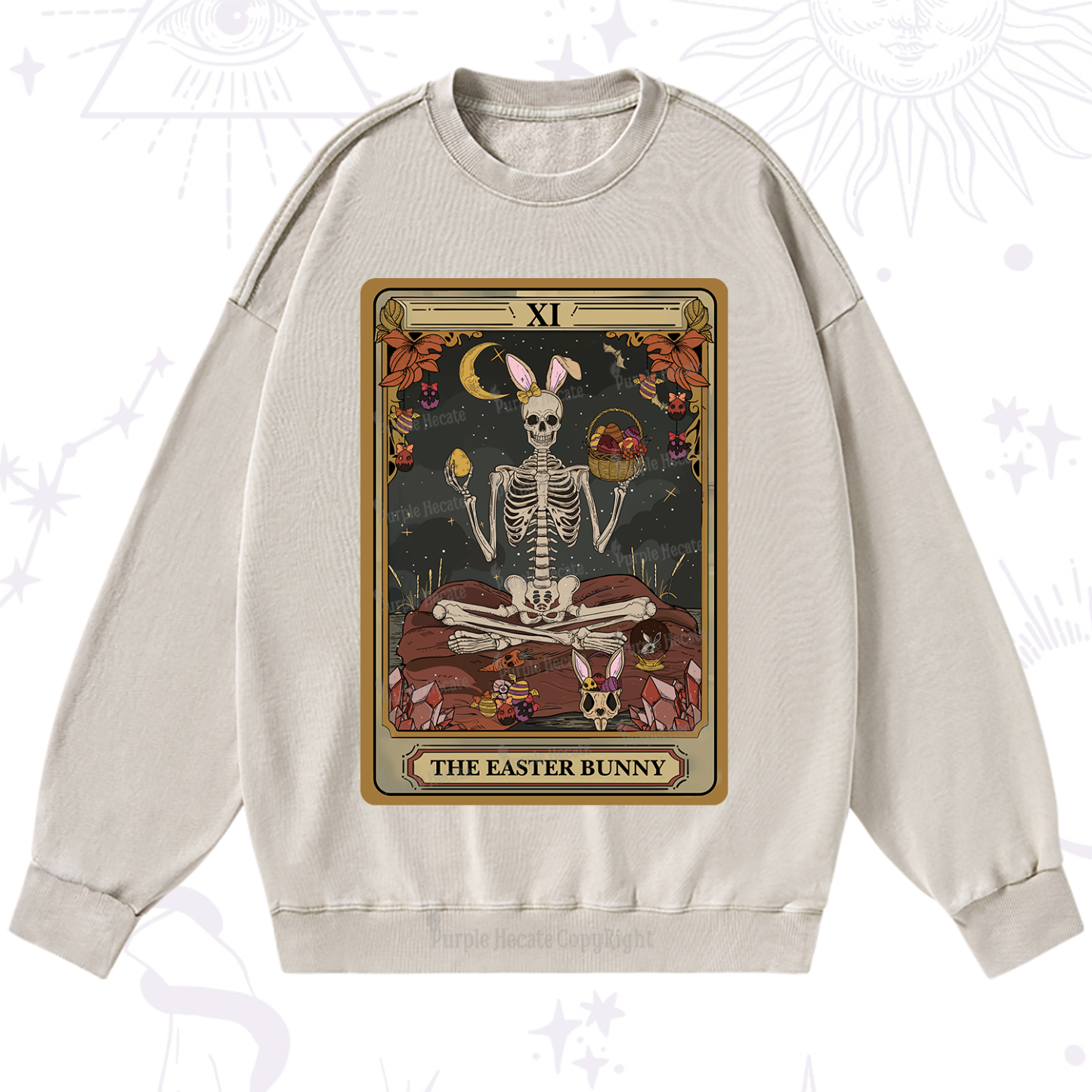 Purplehecate The Easter Bunny Tarot Washed Sweatshirt